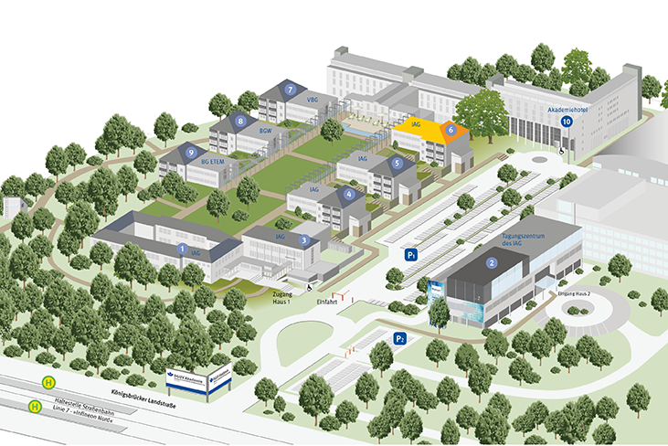 Übersicht Campus mit Hervorhebung von Haus 6